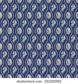 Lion heads on seamless pattern background. Wallpaper template