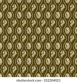 Lion heads on seamless pattern background. Wallpaper template