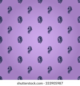 Lion heads on seamless pattern background. Wallpaper template