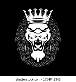 lion heads using a black and white crown