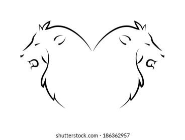 Lion Heads. Vector