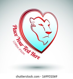 Lion heart icon design - Lion head and love heart