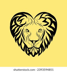 lion heart logo template, lion heart logo elements, lion heart vector illustration