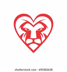 lion heart logo vector