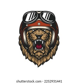 Lion helmet mascot design vector