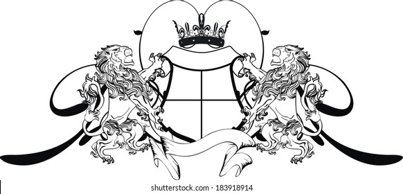 lion heraldic coat of arms tattoo tshirt in vector format very easy to edit