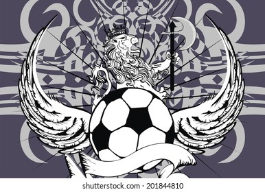 lion heraldic coat of arms tattoo soccer wallpaper in vector format very easy to edit