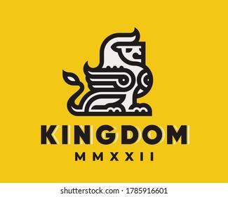 Lion heraldic emblem design. editable for your business.