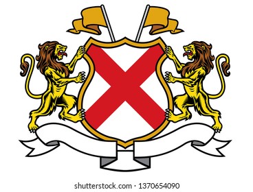 lion heraldry in classic coat of arms  style