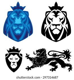 Lion heraldry head logo