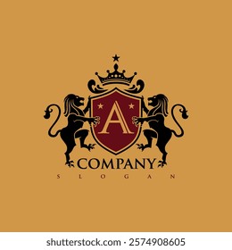 Lion Heraldry Luxury Logo Design