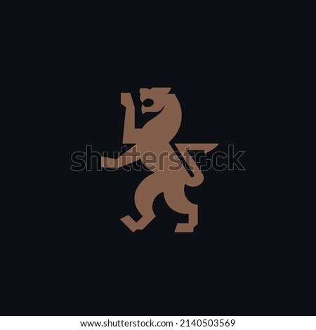 Lion for the heraldry on black background. Vintage heraldic Design. Vector Coat of arms emblem.