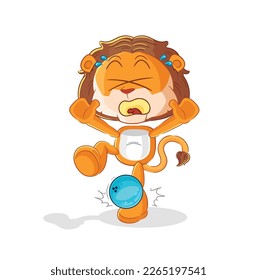 the lion hiten by bowling cartoon. cartoon mascot vector