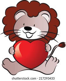 lion holding a heart shape