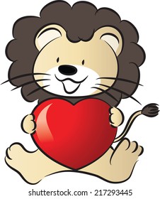 lion holding a heart shape