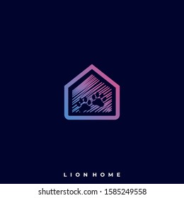 Lion Home Illustration Vector Template. Suitable for Creative Industry, Multimedia, entertainment, Educations, Shop, and any related business