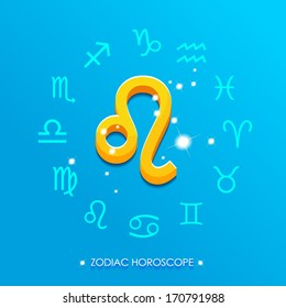 Lion horoscope sign on a blue background