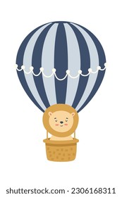 Lion In Hot-Air Balloon Vector Illustration