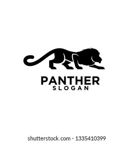 lion hunting pose logo icon designs vector black illustration