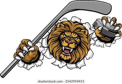 Löwe Eishockey Spieler Cartoon Sport Maskottchen