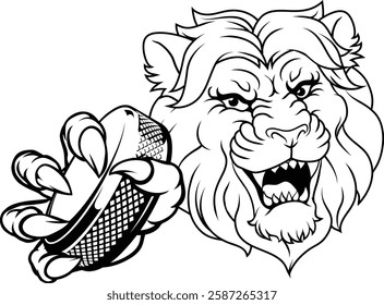 A lion ice hockey team cartoon animal sports mascot