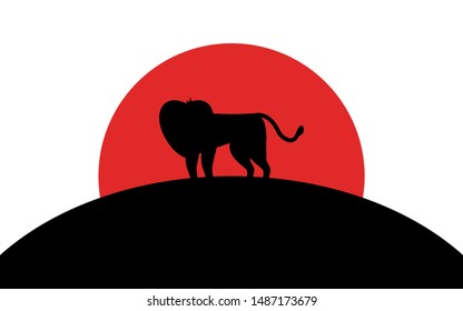 Lion icon, african animal, silhouette art image, vector illustration isolated on white background