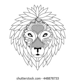 Lion icon. Animal and Ornamental predator design. Vector graphic