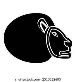 Lion icon black color vector illustration image flat style