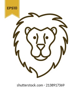 Lion Icon. Black And White Simple Lined Illustration. Lion's Avatar. 