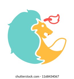The Lion icon in flat color design vector illustration