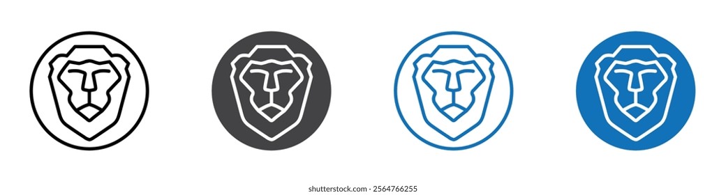 Lion icon flat editable icon mark set.