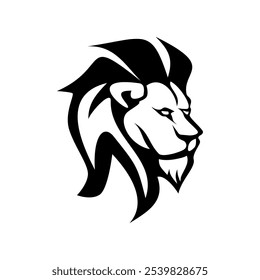 Löwensymbol. Löwenkopf, Vektorgrafik. Löwenkopf-Logo.