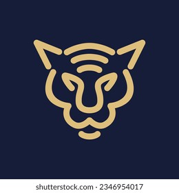 lion icon line art logo template