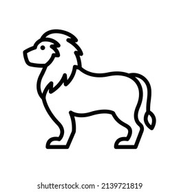 Lion Icon. Line Art Style Design Isolated On White Background