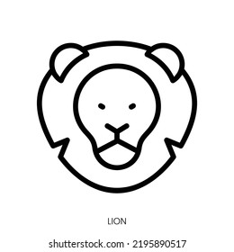 icono del león. Diseño De Estilo De Arte De Línea Aislado En Fondo Blanco