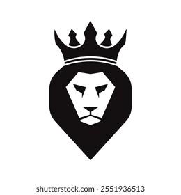 The Lion Icon Logo Design With Crown , Vector Design 