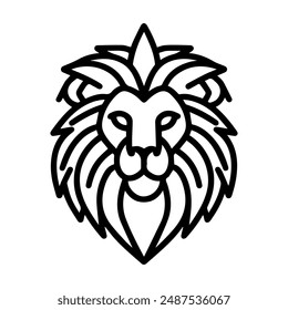 Lion icon or modern line symbol. Vector line art and icon design with bold outline. Black and white Pixel Perfect minimalistic symbol isolated white background. Silhouette simple thin sign
