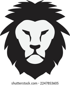 Lion icon on white background. Lion head logo. Animal wild cat face. Lion head silhouette. flat style.