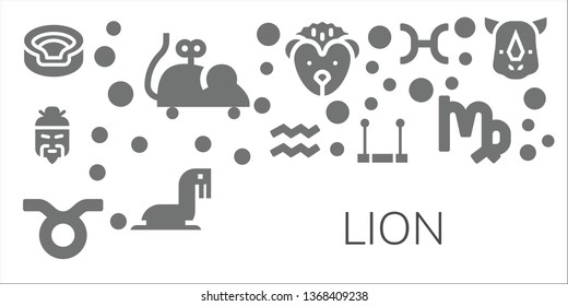 lion icon set. 11 filled lion icons.  Simple modern icons about  - Animal, Mouse toy, Chinese, Aquarius, Taurus, Trapeze, Hedgehog, Sea lion, Pisces, Virgo, Rhino