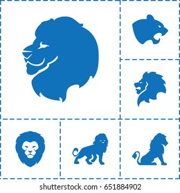 Lion icon. set of 6 lion filled icons such as lion