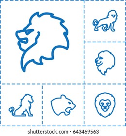 Lion icon. set of 6 lion outline icons such as lion