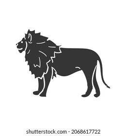 Lion Icon Silhouette Illustration. Animal King Vector Graphic Pictogram Symbol Clip Art. Doodle Sketch Black Sign.