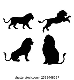 Lion Icon Silhouette Set Vector Bundle Graphics