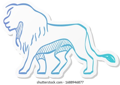 Lion icon in sticker color style. Silhouette logo mammal carnivore jungle zoo safari