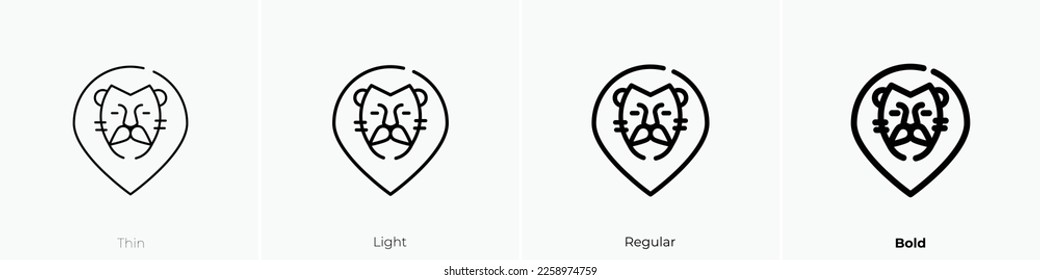 lion icon. Thin, Light Regular And Bold style design isolated on white background
