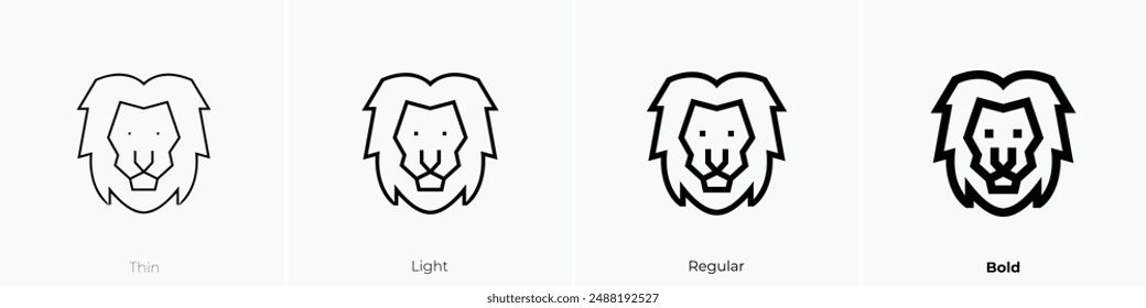lion icon. Thin, Light Regular And Bold style design isolated on white background