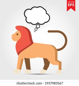 Lion icon with thought bubble isolated on white background. Animal symbol for your web site design, logo, app, UI. Eps10 vector illustration.