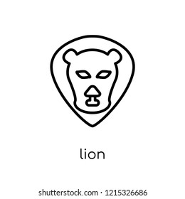 Lion icon. Trendy modern flat linear vector Lion icon on white background from thin line animals collection, editable outline stroke vector illustration