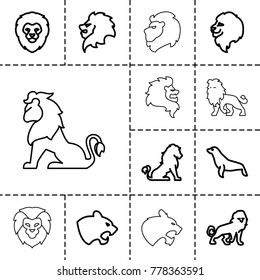 Lion icons. set of 13 editable outline lion icons such as lion, panther