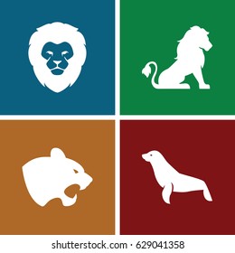 Lion icons set. set of 4 lion filled icons such as lion, panther